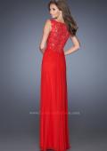 Picture of: V-neck Dress with Twisted Ruched Knot and Cut Outs in Red, Style: 20142, Detail Picture 1
