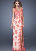 Picture of: Elegant V-Neck Prom Dress with Side Slit and Net Lace in Orange, Style: 20146, Detail Picture 2