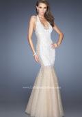 Picture of: Long Halter Mermaid Gown with Layered Tulle Skirt in White, Style: 20147, Main Picture