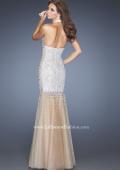 Picture of: Long Halter Mermaid Gown with Layered Tulle Skirt in White, Style: 20147, Back Picture
