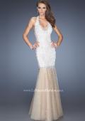 Picture of: Long Halter Mermaid Gown with Layered Tulle Skirt in White, Style: 20147, Detail Picture 1