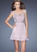 Picture of: Long Prom Dress with Gathered Skirt and Cap Sleeves in Pink, Style: 20159, Main Picture
