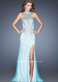 Picture of: Fitted Halter Top White Lace Prom Dress with Beading in Blue, Style: 20161, Main Picture