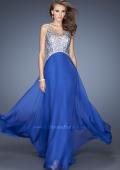 Picture of: A-line Chiffon Prom Dress with High Sheer Neckline in Blue, Style: 20163, Main Picture