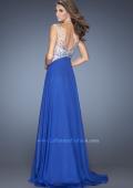 Picture of: A-line Chiffon Prom Dress with High Sheer Neckline in Blue, Style: 20163, Back Picture