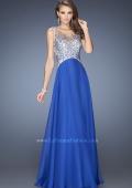 Picture of: A-line Chiffon Prom Dress with High Sheer Neckline in Blue, Style: 20163, Detail Picture 1