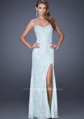Picture of: Lace Prom Dress with Sweetheart Neckline and Side Slit in Blue, Style: 20165, Detail Picture 1