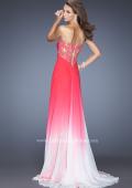 Picture of: Ombre Chiffon Prom Dress with Criss Cross Ruched Bodice in Pink, Style: 20167, Back Picture
