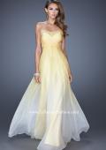 Picture of: Ombre Chiffon Prom Dress with Criss Cross Ruched Bodice in Yellow, Style: 20167, Detail Picture 2