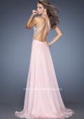 Picture of: Long V Neck Prom Gown with Chiffon Skirt and Illusion Straps in Pink, Style: 20171, Back Picture