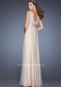 Picture of: Long Prom Gown with Chiffon Skirt and Gathered Waist in Nude, Style: 20203, Back Picture