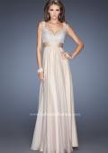 Picture of: Long Prom Gown with Chiffon Skirt and Gathered Waist in Nude, Style: 20203, Detail Picture 1