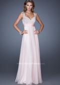 Picture of: Long Prom Gown with Chiffon Skirt and Gathered Waist in Pink, Style: 20203, Detail Picture 2