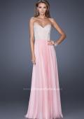 Picture of: Long Chiffon Prom Gown with Pearls and Rhinestones in Pink, Style: 20211, Detail Picture 2