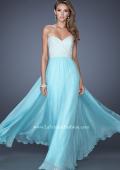 Picture of: Long Chiffon Prom Gown with Pearls and Rhinestones in Blue, Style: 20211, Detail Picture 3