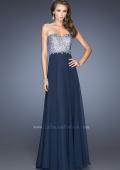 Picture of: Chiffon Gown with Natural Waist and Low Back in Blue, Style: 20217, Main Picture