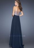 Picture of: Chiffon Gown with Natural Waist and Low Back in Blue, Style: 20217, Back Picture