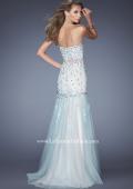 Picture of: Strapless Jeweled Prom Dress with Colored Tulle Overlay in Blue, Style: 20220, Back Picture