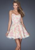 Picture of: Short Cocktail Dress with Sweetheart Neck and Lace Detail in Pink, Style: 20247, Detail Picture 1