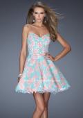 Picture of: Short Cocktail Dress with Sweetheart Neck and Lace Detail in Blue, Style: 20247, Detail Picture 2