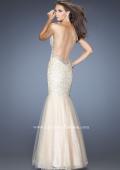 Picture of: V Neck Lace Mermaid Prom Dress Covered in Sequins in Nude, Style: 20381, Back Picture