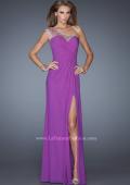 Picture of: Net Jersey Prom Dress with Criss Cross Ruched Bodice in Purple, Style: 20384, Detail Picture 1