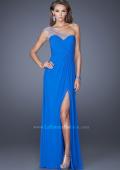 Picture of: Net Jersey Prom Dress with Criss Cross Ruched Bodice in Blue, Style: 20384, Detail Picture 5