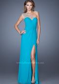 Picture of: Net Jersey Prom Dress with Criss Cross Ruched Bodice in Blue, Style: 20384, Detail Picture 6