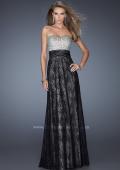 Picture of: Lace Prom Gown with Iridescent Jewel Detailing in Black, Style: 20385, Detail Picture 3