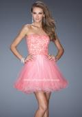 Picture of: Short Strapless Tulle Dress with ruffled Hem and Lace in Pink, Style: 20386, Detail Picture 1