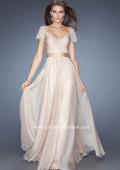 Picture of: Long Chiffon Prom Gown with Ruched Knotted Bodice in Nude, Style: 20390, Main Picture