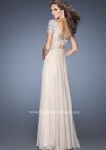 Picture of: Long Chiffon Prom Gown with Ruched Knotted Bodice in Nude, Style: 20390, Back Picture