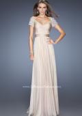 Picture of: Long Chiffon Prom Gown with Ruched Knotted Bodice in Nude, Style: 20390, Detail Picture 1