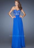Picture of: Long Sweetheart Prom Dress with Lace and Matching Jewels in Blue, Style: 20393, Main Picture