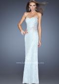 Picture of: Long Lace Gown Heavily Adorned with Embellishments in Blue, Style: 20397, Front Picture