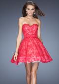 Picture of: Lace Strapless Cocktail Dress with Lace Overlay in Pink, Style: 20398, Main Picture