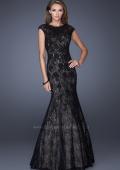 Picture of: Trumpet Style Gown with Sheer Lace Detailing in Black, Style: 20427, Detail Picture 1