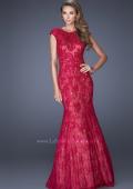 Picture of: Trumpet Style Gown with Sheer Lace Detailing in Red, Style: 20427, Detail Picture 2