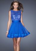 Picture of: Tulle Skirt Short Cocktail Dress with Jewel Details in Blue, Style: 20429, Main Picture