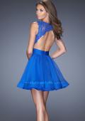 Picture of: Tulle Skirt Short Cocktail Dress with Jewel Details in Blue, Style: 20429, Back Picture