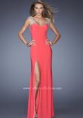 Picture of: Sweetheart Jersey Prom Gown with Slit and Cap Sleeves in Orange, Style: 20435, Main Picture