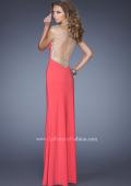 Picture of: Sweetheart Jersey Prom Gown with Slit and Cap Sleeves in Orange, Style: 20435, Back Picture