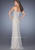Picture of: Long Prom Dress with Pearl and Rhinestone Detail in Nude, Style: 20442, Back Picture