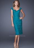 Picture of: Cap Sleeve Lace Prom Dress with Scalloped Lace Trim in Green, Style: 20443, Detail Picture 1