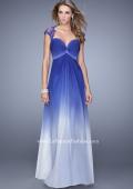 Picture of: Long Ombre Chiffon Gown with Ruched Empire Waist in Blue, Style: 20444, Detail Picture 2
