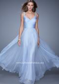 Picture of: Long Chiffon Gown with Jeweled Straps and V Neck in Blue, Style: 20448, Main Picture