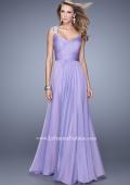 Picture of: Long Chiffon Gown with Jeweled Straps and V Neck in Purple, Style: 20448, Detail Picture 3