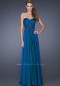 Picture of: Long Prom Gown with Jeweled Lace Accents on the Waist in Blue, Style: 20449, Detail Picture 2