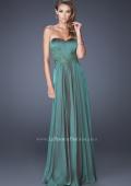 Picture of: Long Prom Gown with Jeweled Lace Accents on the Waist in Green, Style: 20449, Detail Picture 3