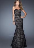 Picture of: Strapless Long Mermaid Gown with Polka Dot Lace in Black, Style: 20456, Main Picture
